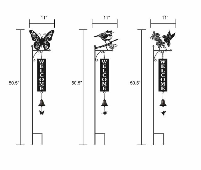 Nature Element Silhouette Garden Stake - Decorative Metal Butterfly Yard Art Wholesale