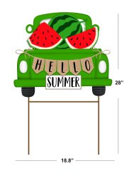 Car Carrying Watermelon Garden Stake - Decorative Summer Watermelon Yard Stake