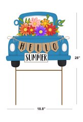 Car Carrying Flowers Garden Stake - Decorative Flower Truck Garden Stake