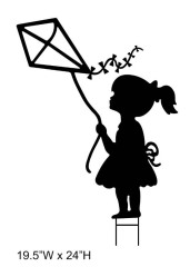 Girl with Kite Silhouette Stake