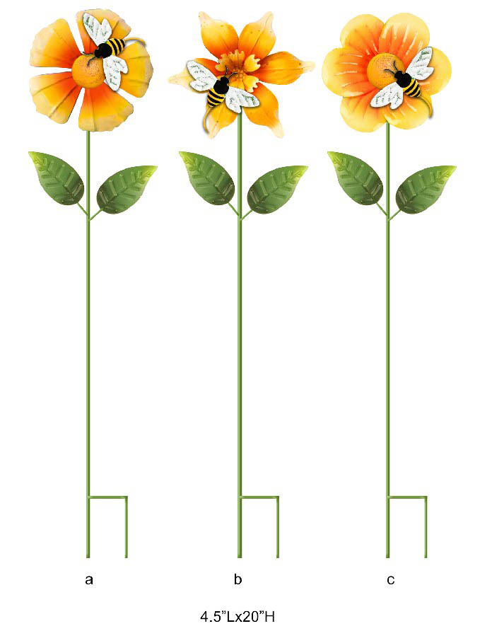 Bee Flower Garden Stake - Decorative Bee Garden Yard Stake