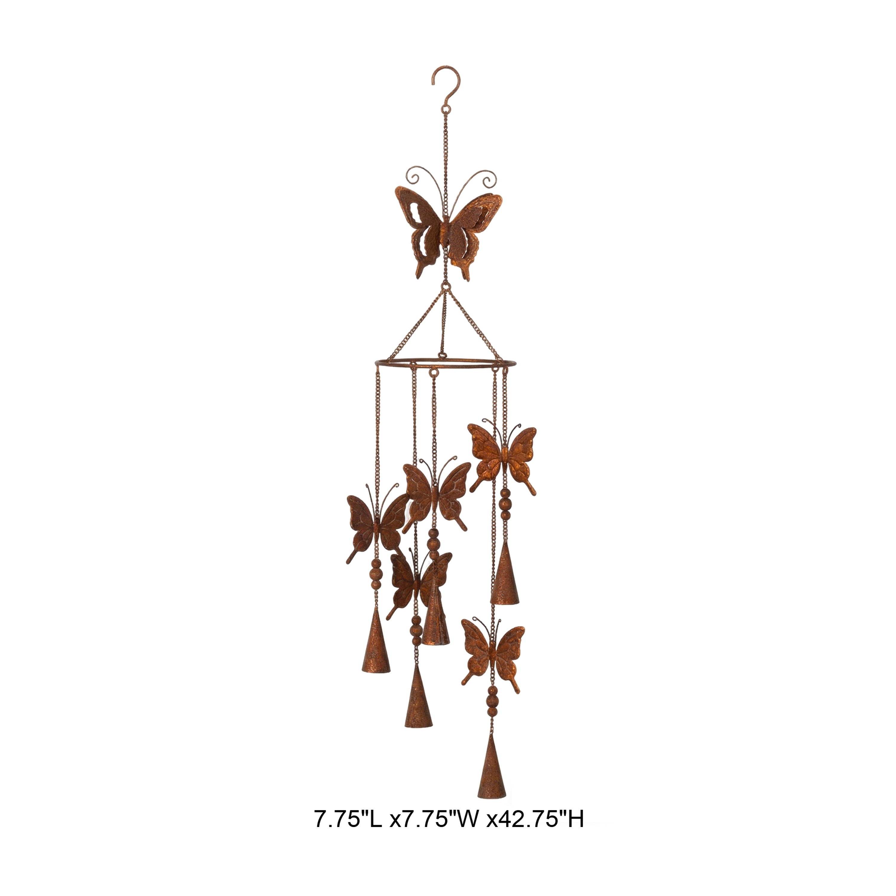 Rustic Corten-Style Butterfly Wind Chime