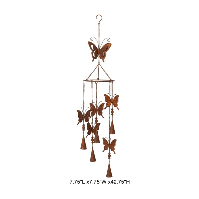 Rustic Corten-Style Butterfly Wind Chime