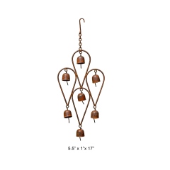 Rustic Corten-Style Teardrop Frame Hanging Bell Wind Chime