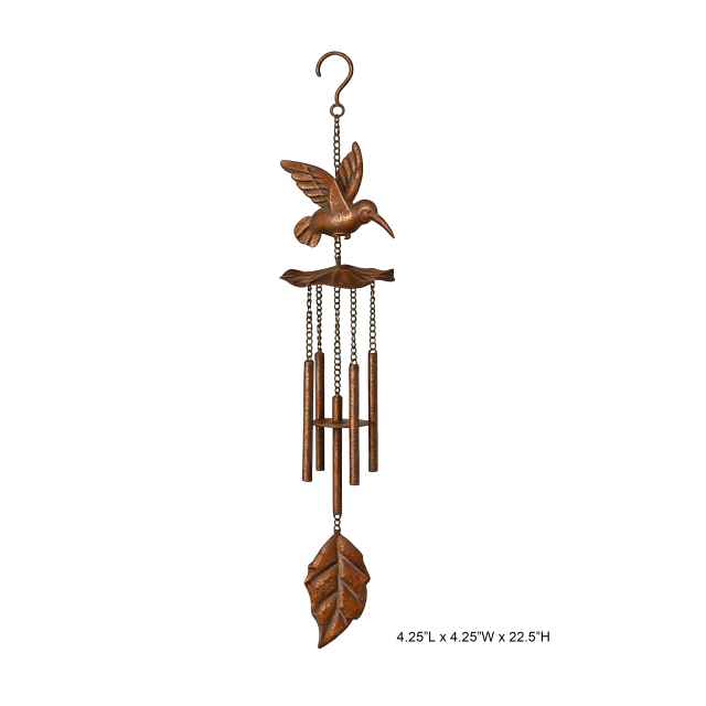 Rustic Copper-Tone Hummingbird Wind Chime