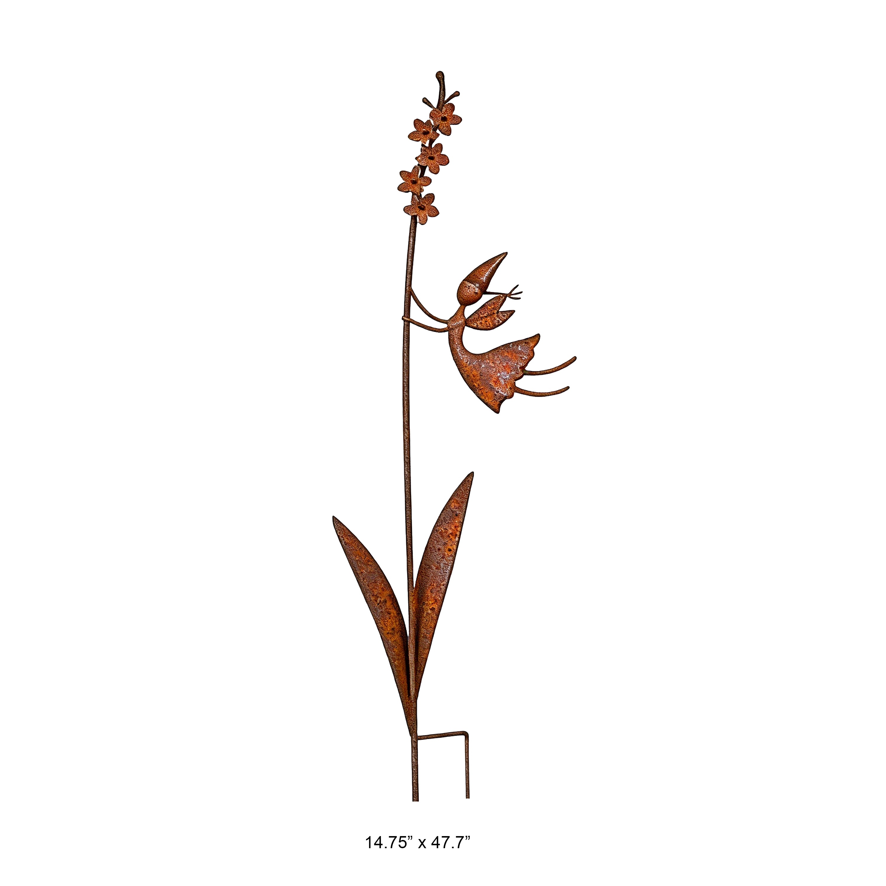 Handcrafted Rusted Metal Fairy Garden Ornament - Decorative Plant Stake