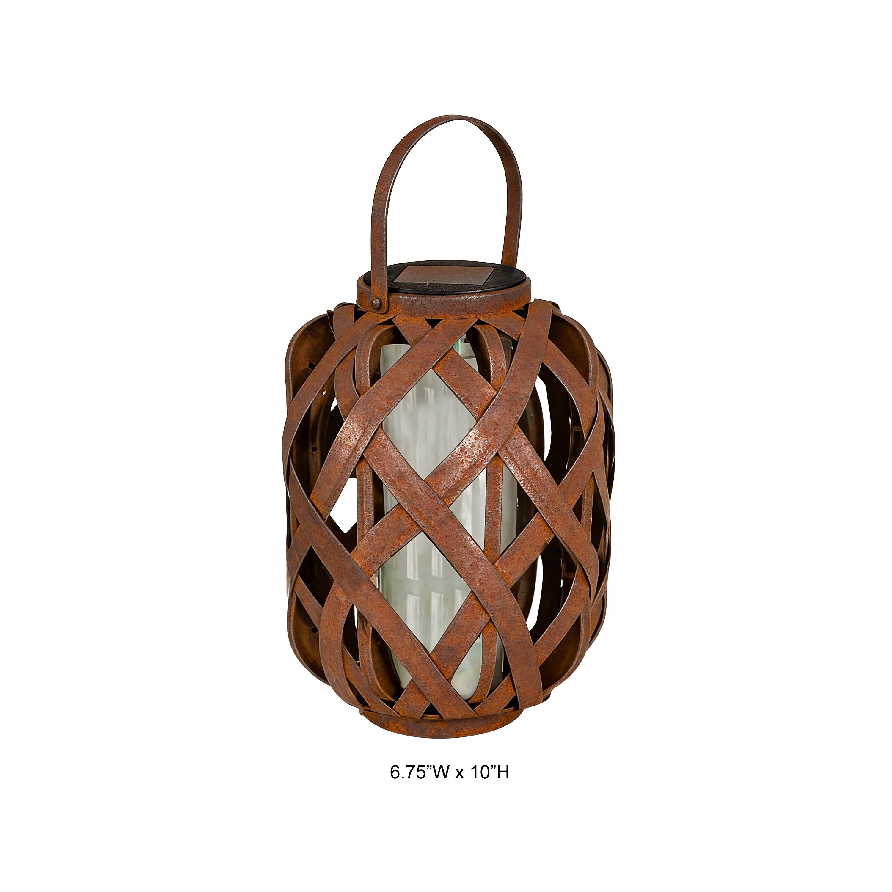 Rustic Woven Metal Solar Lantern - Heavy Duty Rusted Iron Hanging Light for Wholesale and Garden Decor Projects