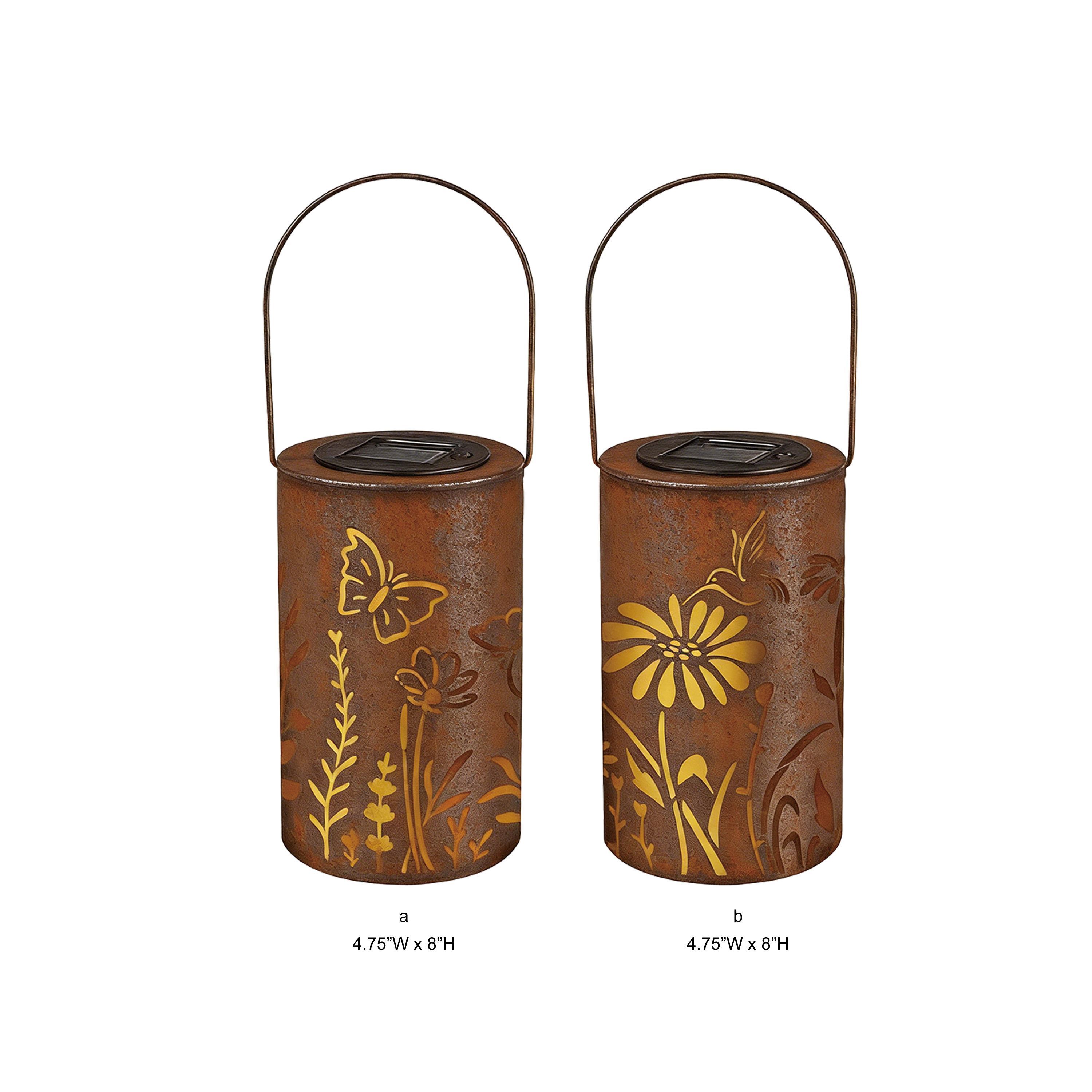 Themed Solar Metal Lanterns - Hollow-Out Rusted Iron Garden Lights for Wholesale and Decor Projects