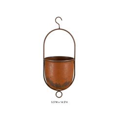 Rustic Hanging Metal Planter - Copper Tone Garden Decor