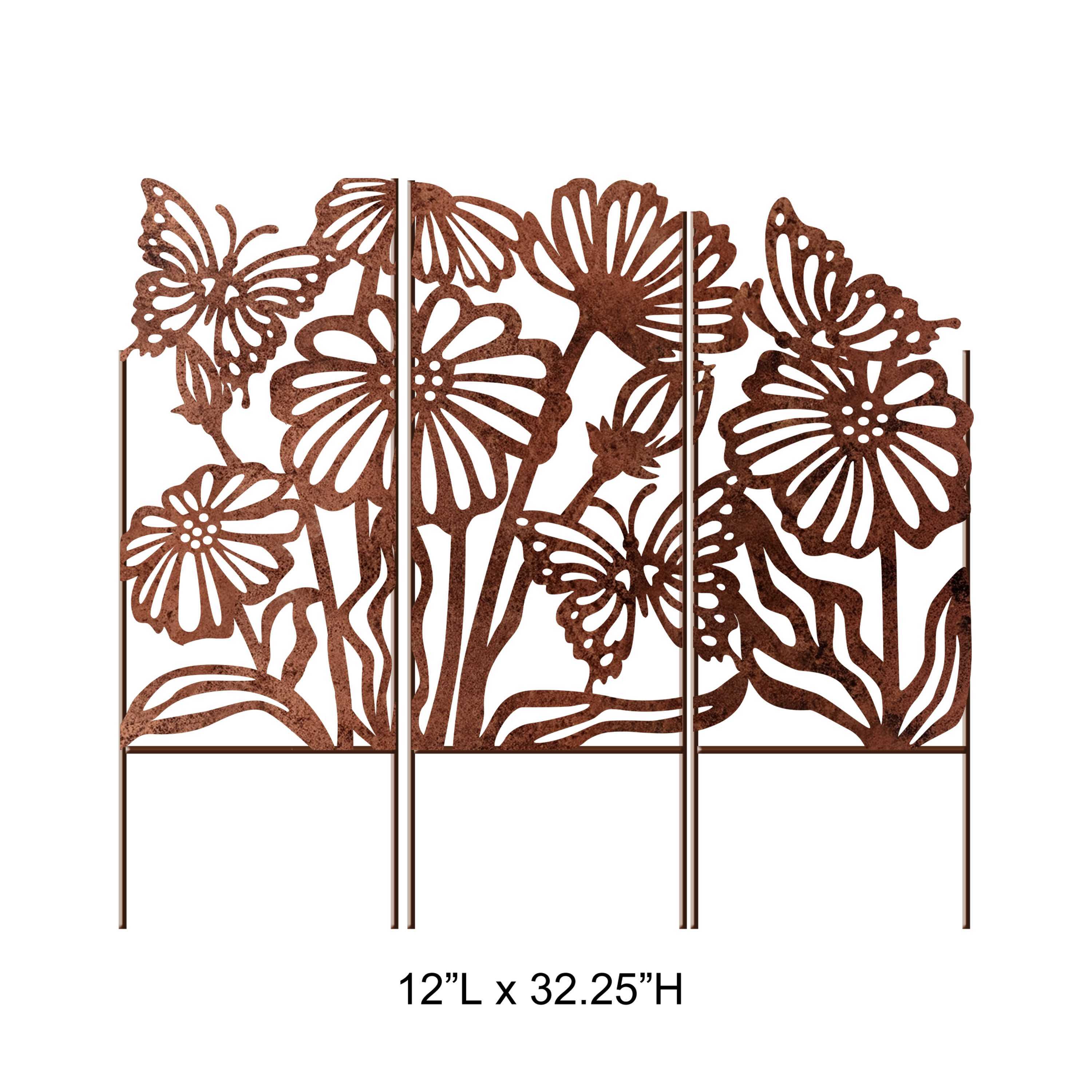 Rustic Corten Butterfly Garden Screen Stake