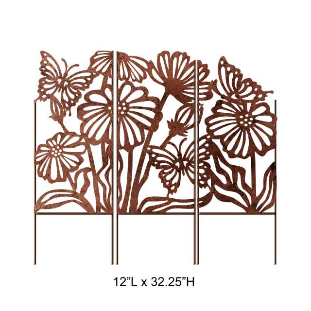 Rustic Corten Butterfly Garden Screen Stake