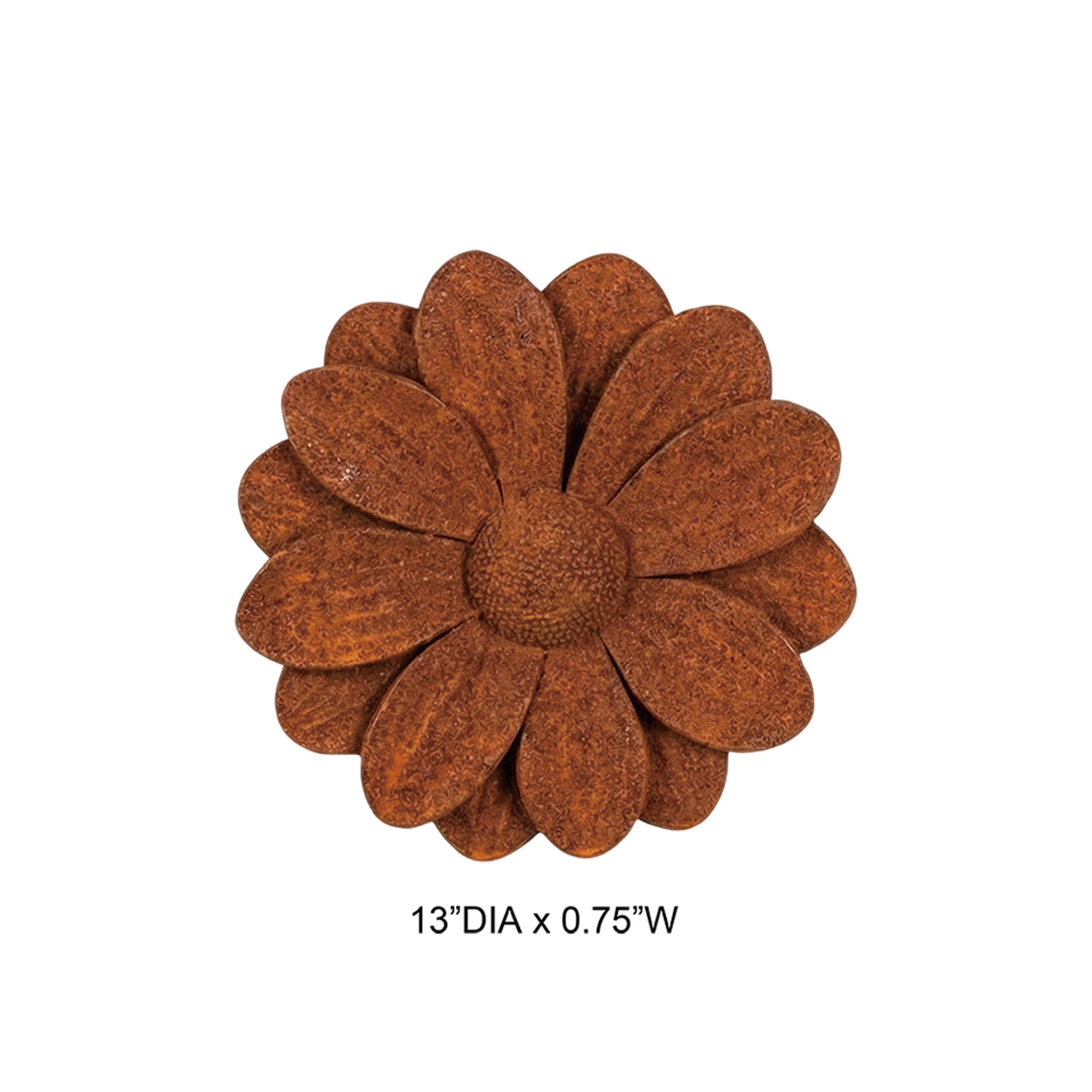 Rustic Corten-Style Daisy Metal Flower Wall Decor