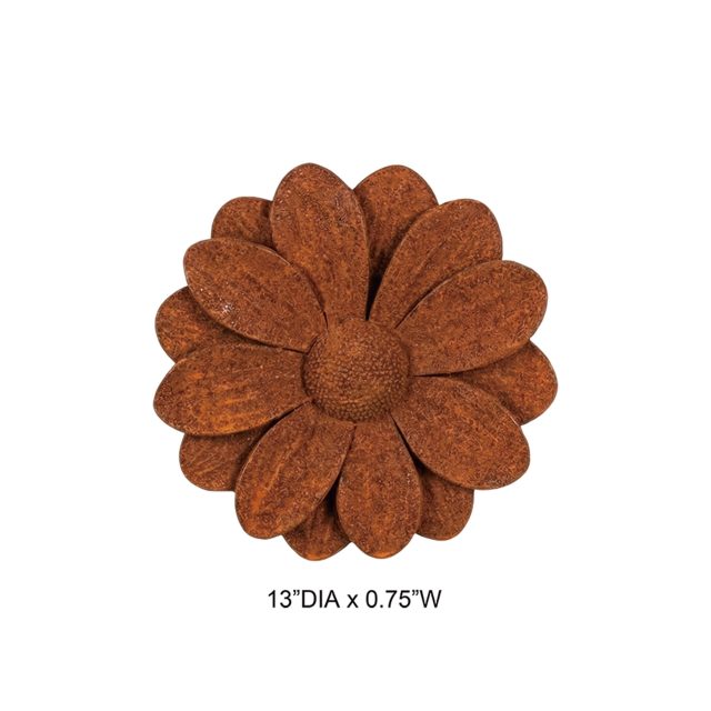 Rustic Corten-Style Daisy Metal Flower Wall Decor
