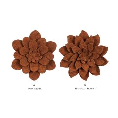 Tri Blossomy 2-Size Weathered Rust Finish Multi-Layer Petal Succulent Bloom Dimensional Metal Floral Wall Art Mixed Set