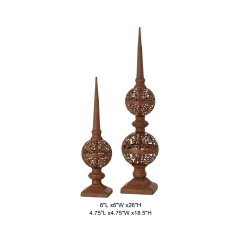 Rustic Metal Finial Decorative Spire - Tri Blossomy