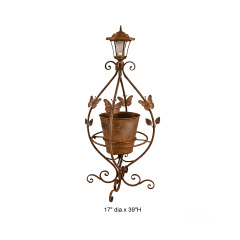 Rustic Butterfly Solar Lantern Plant Stand
