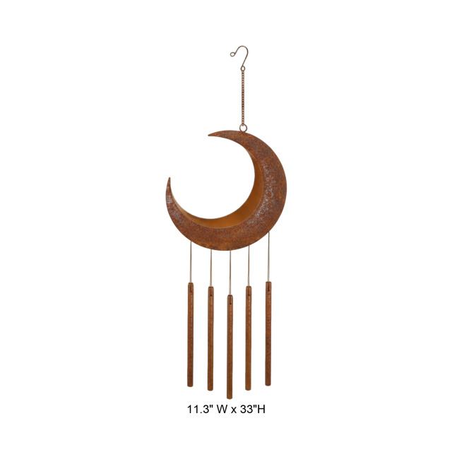Rustic Crescent Moon Metal Wind Chime