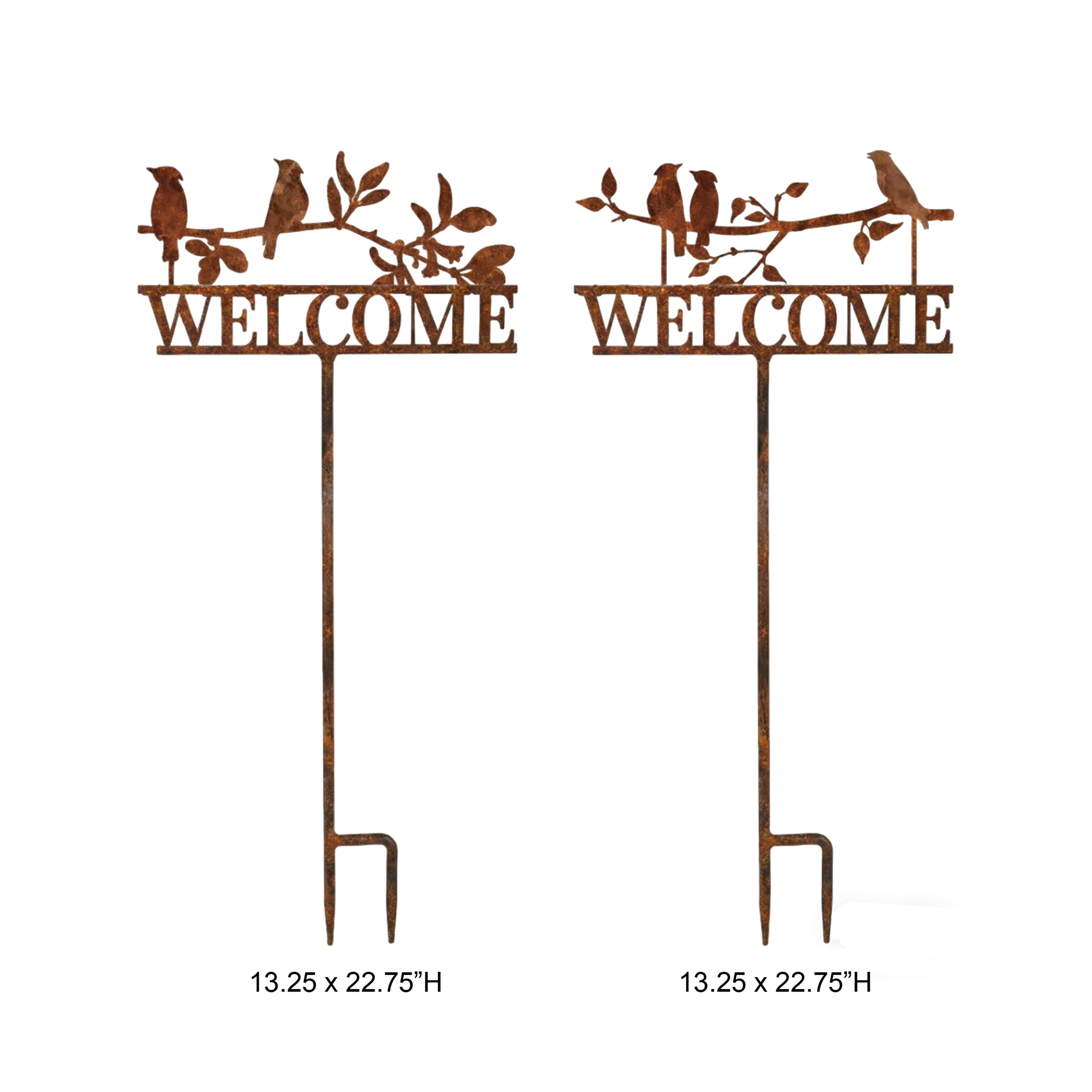 Rustic Bird Welcome Garden Stake