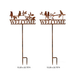 Rustic Bird Welcome Garden Stake