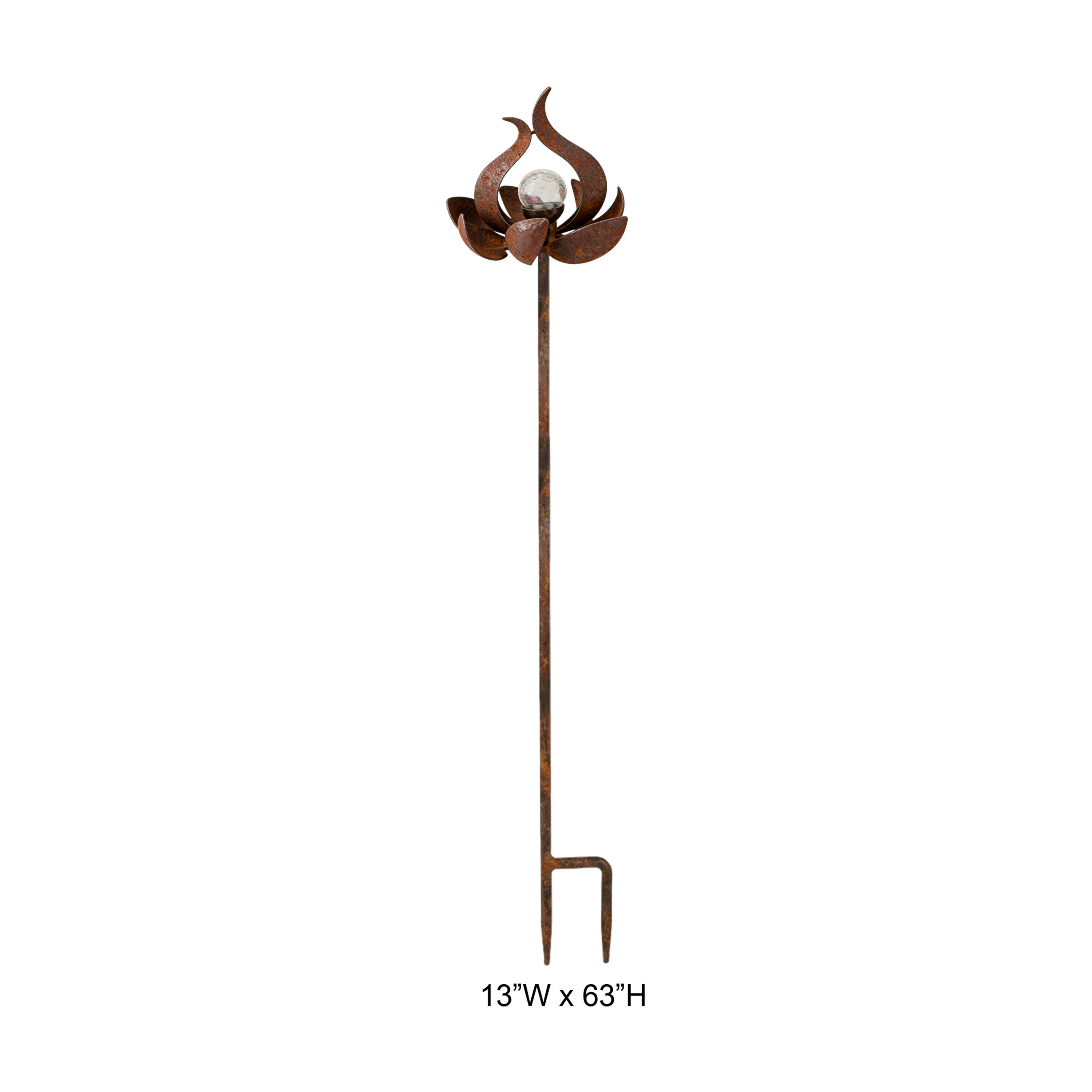 Rustic Lotus Solar Garden Stake