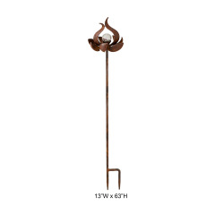 Rustic Lotus Solar Garden Stake