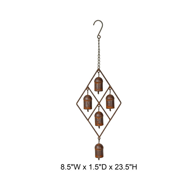 Rustic Diamond Frame Metal Bell Wind Chime