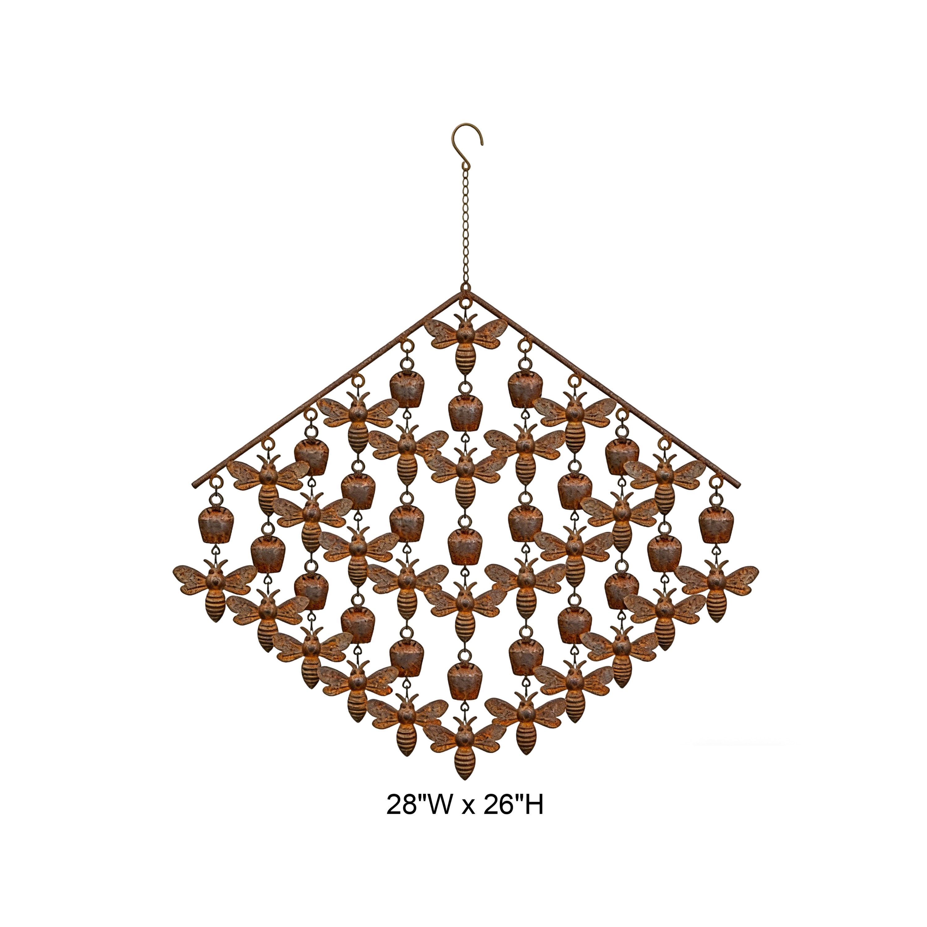 Rustic Bee & Bell Metal Wind Chime