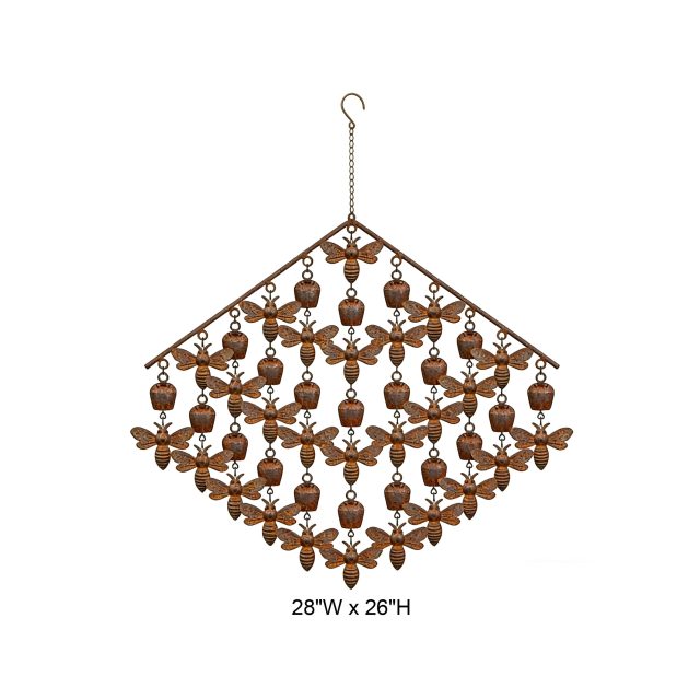 Rustic Bee & Bell Metal Wind Chime