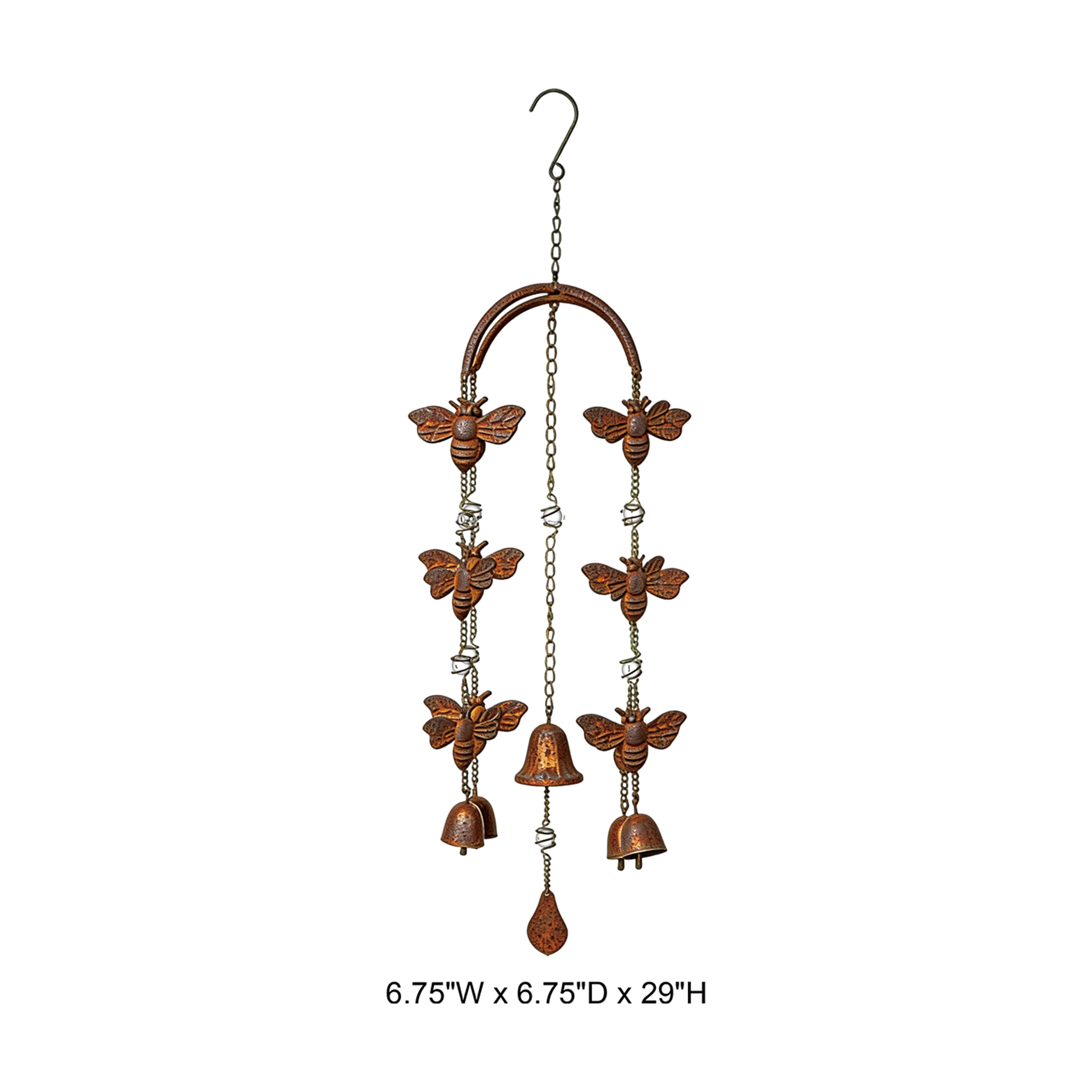 Rustic Bee & Bell Metal Wind Chime