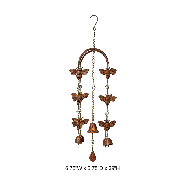 Rustic Bee & Bell Metal Wind Chime