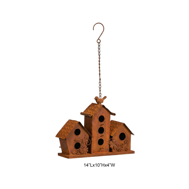 Rustic Multi-House Metal Hanging Birdhouse - Tri Blossomy