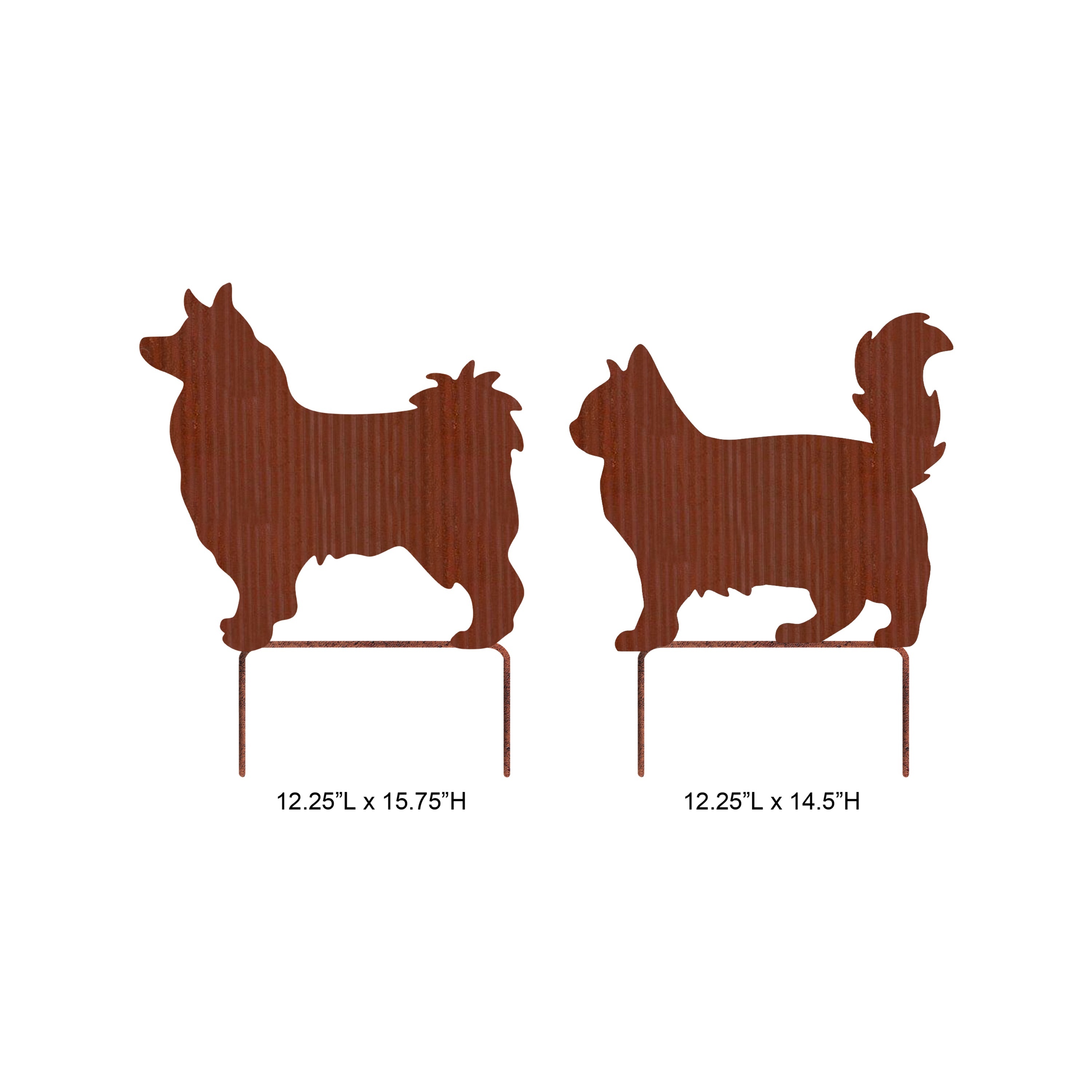 Rustic Corrugated Metal Dog & Cat Silhouette Garden Stake