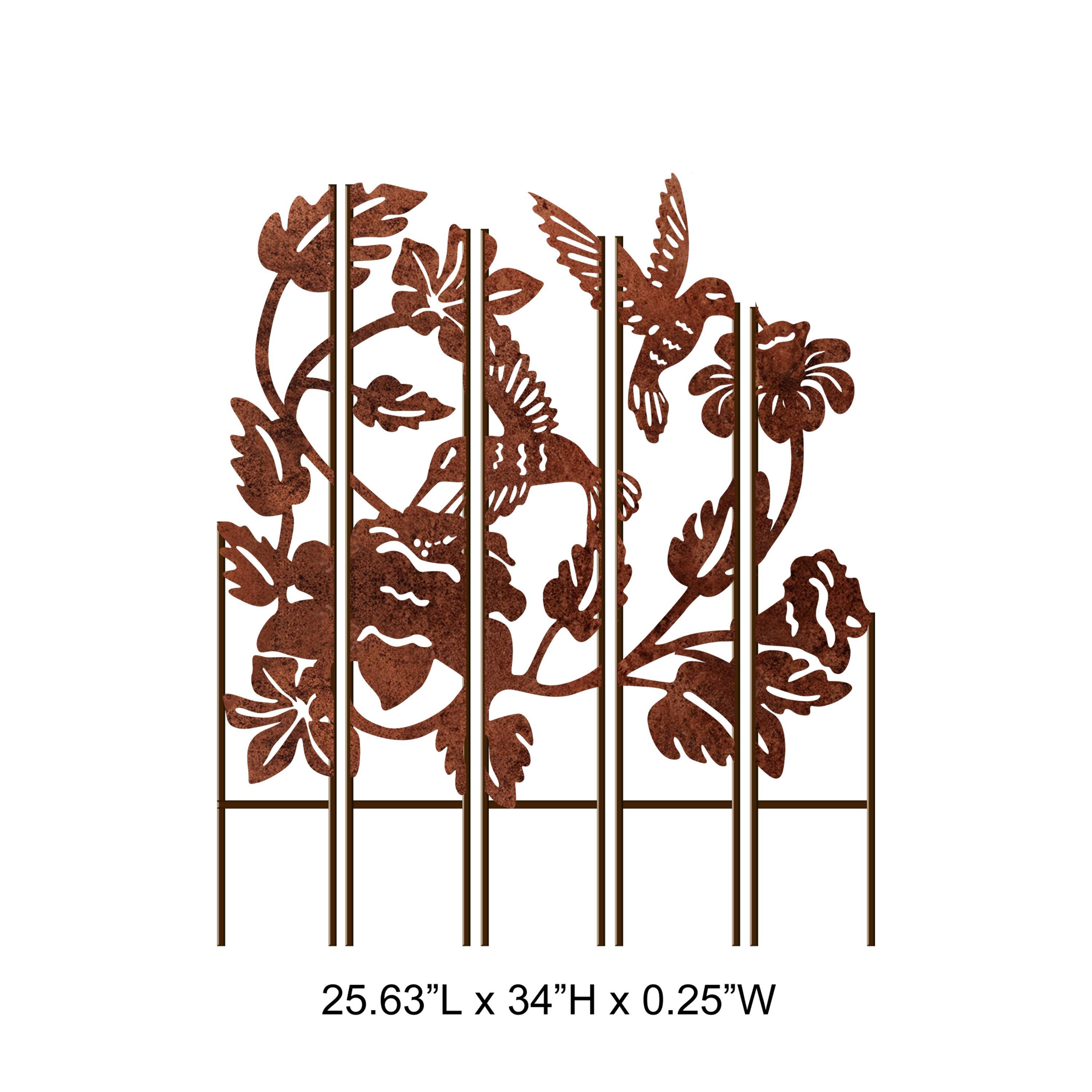 Rustic Hummingbird Metal Garden Trellis