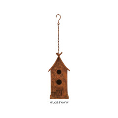 Rustic Floral Embossed Hanging Metal Birdhouse