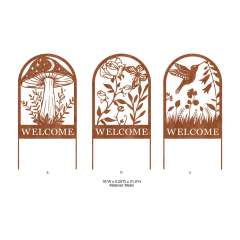 Rustic Cutout Metal Welcome Garden Stake