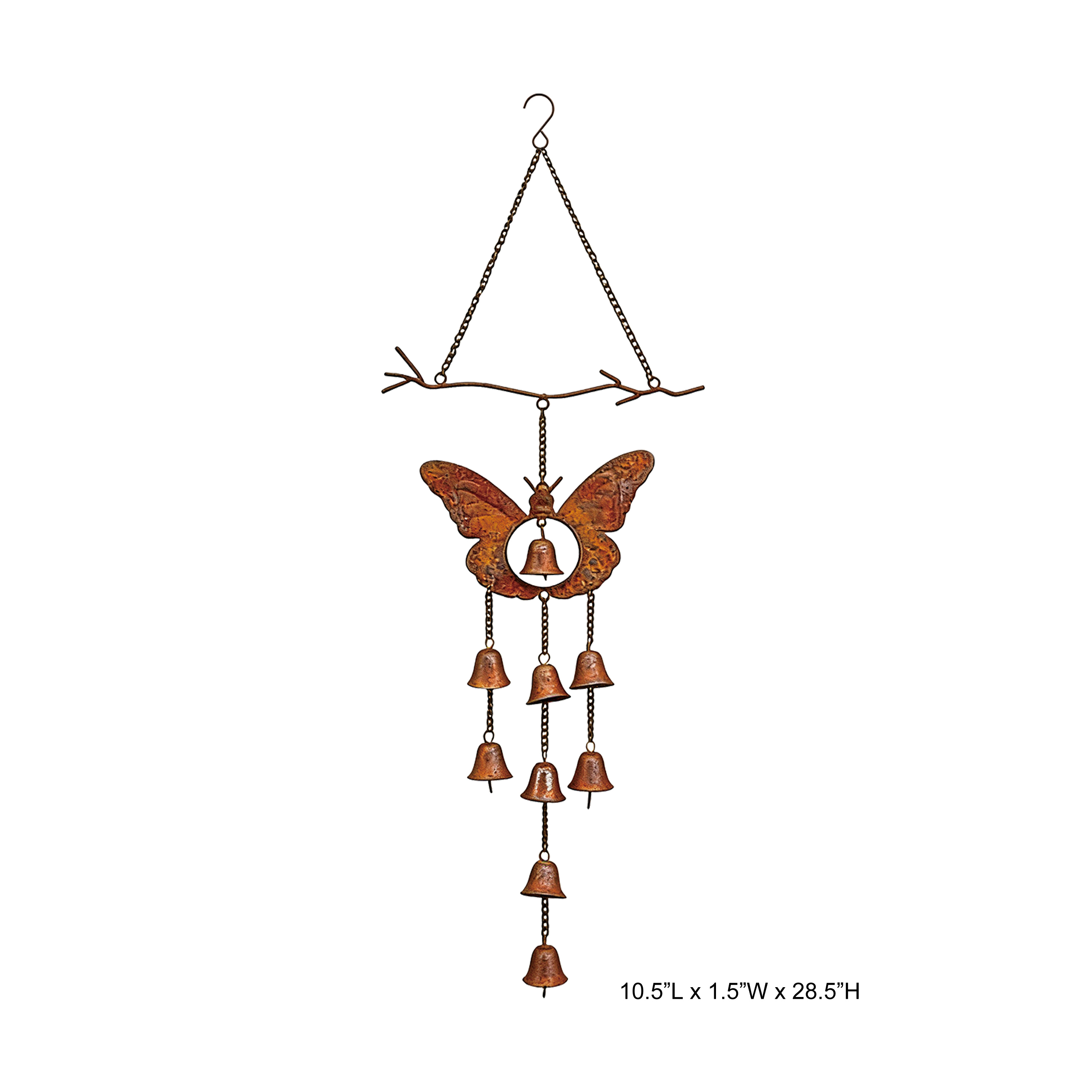Rustic Metal Butterfly Bell Wind Chime