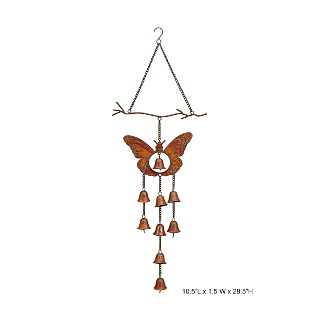 Rustic Metal Butterfly Bell Wind Chime