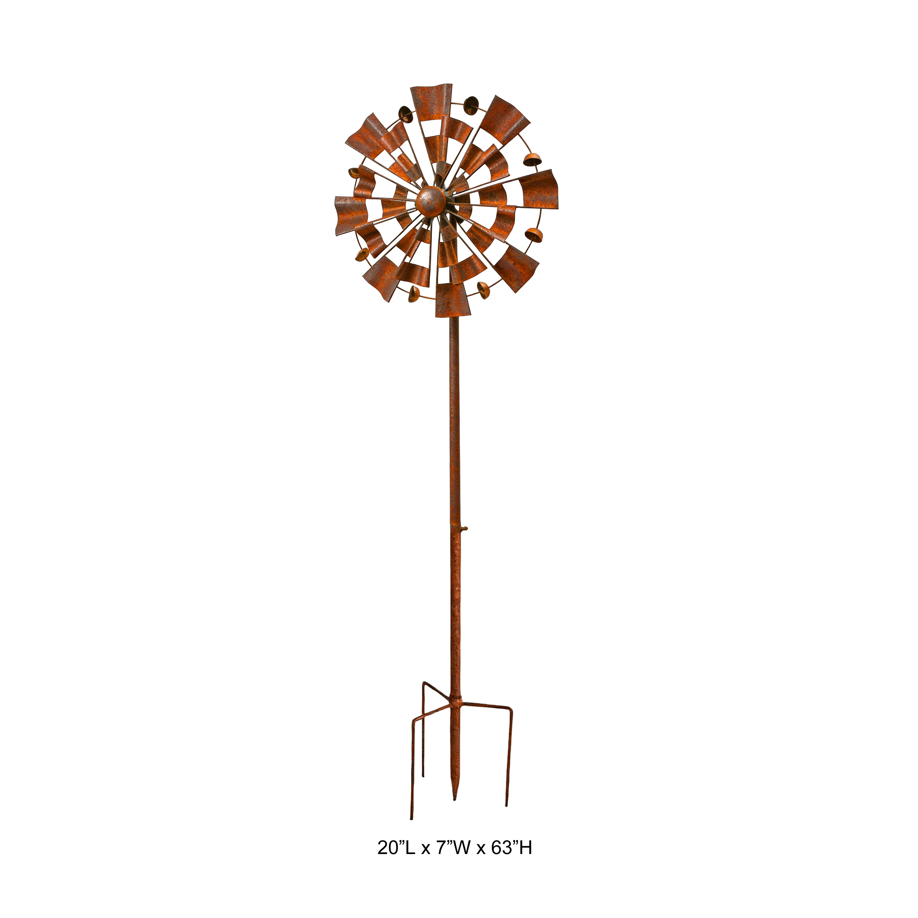 Rustic Metal Wind Spinner Yard Stake