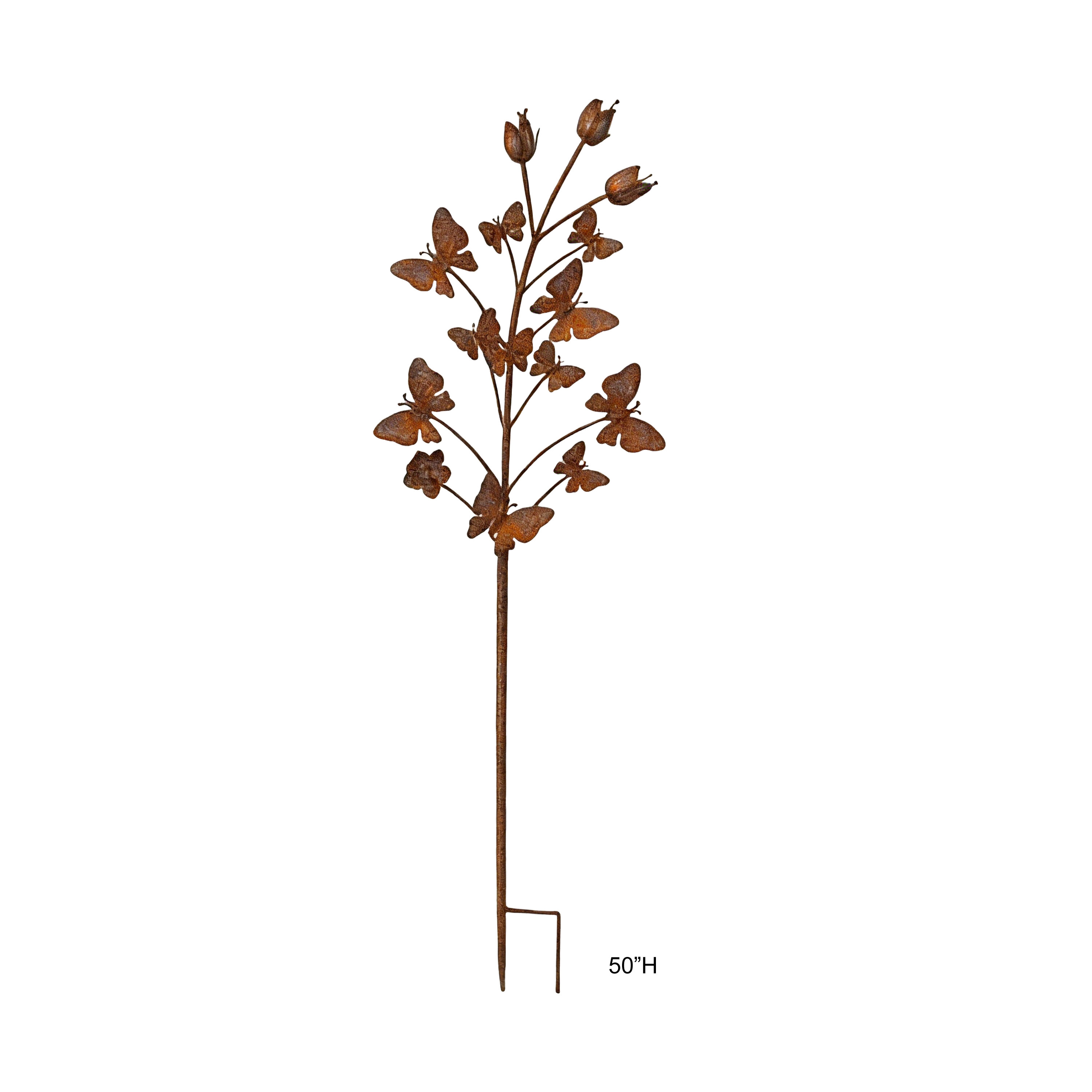Rustic Metal Butterfly Garden Stake - Tri Blossomy