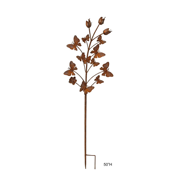 Rustic Metal Butterfly Garden Stake - Tri Blossomy