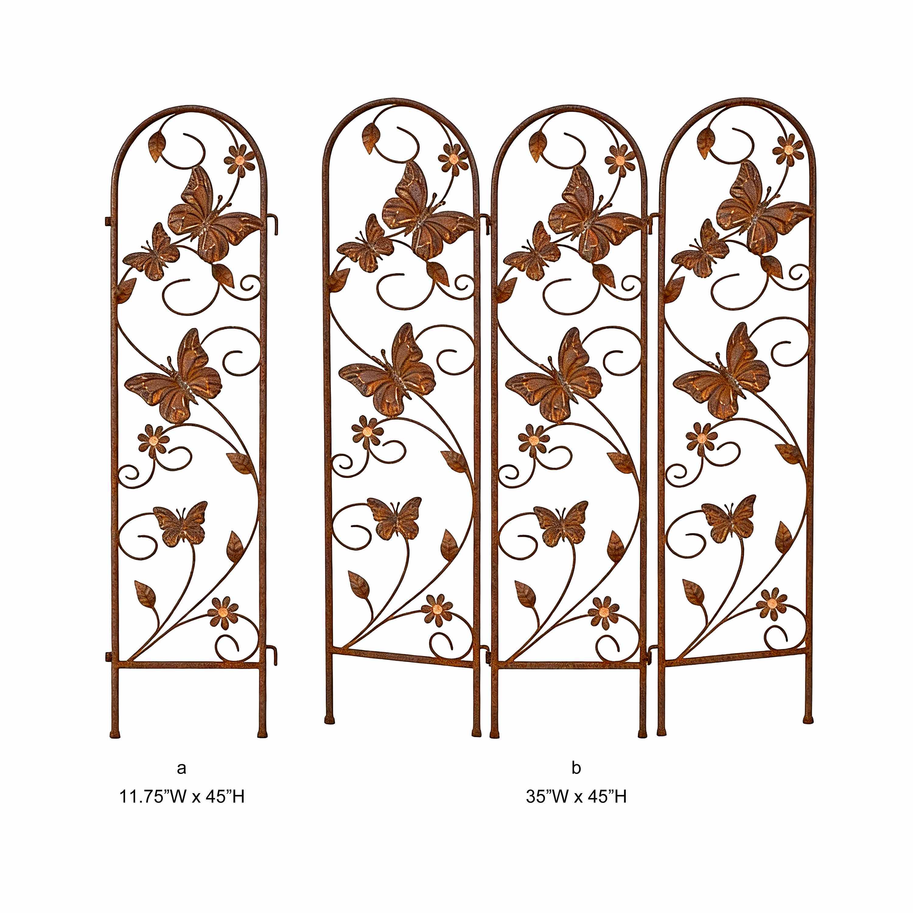 Rustic Butterfly Metal Garden Trellis Screen - Tri Blossomy