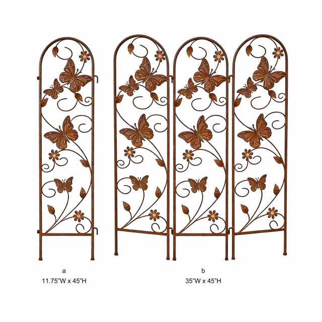 Rustic Butterfly Metal Garden Trellis Screen - Tri Blossomy