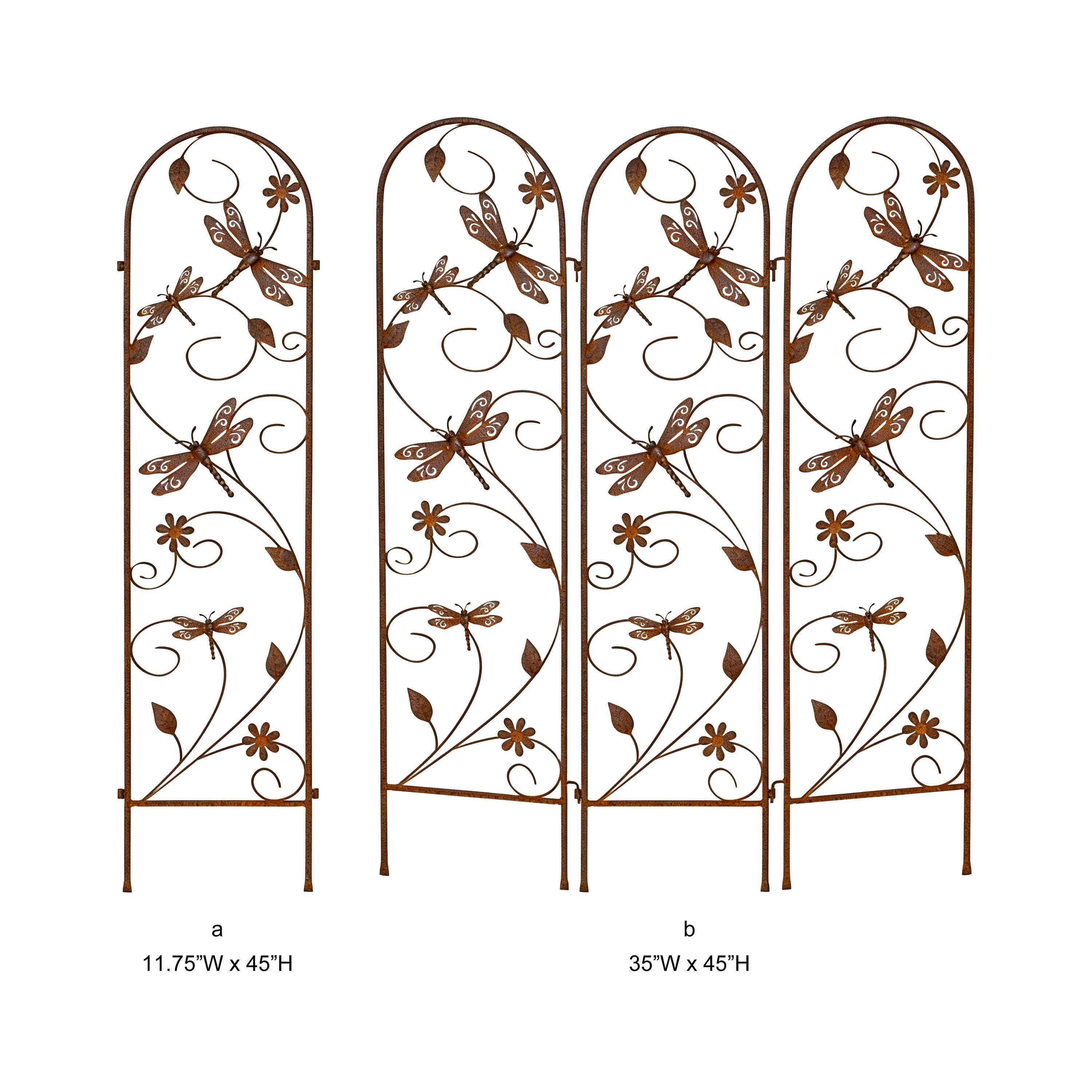 Rustic Dragonfly Metal Garden Trellis Screen - Tri Blossomy