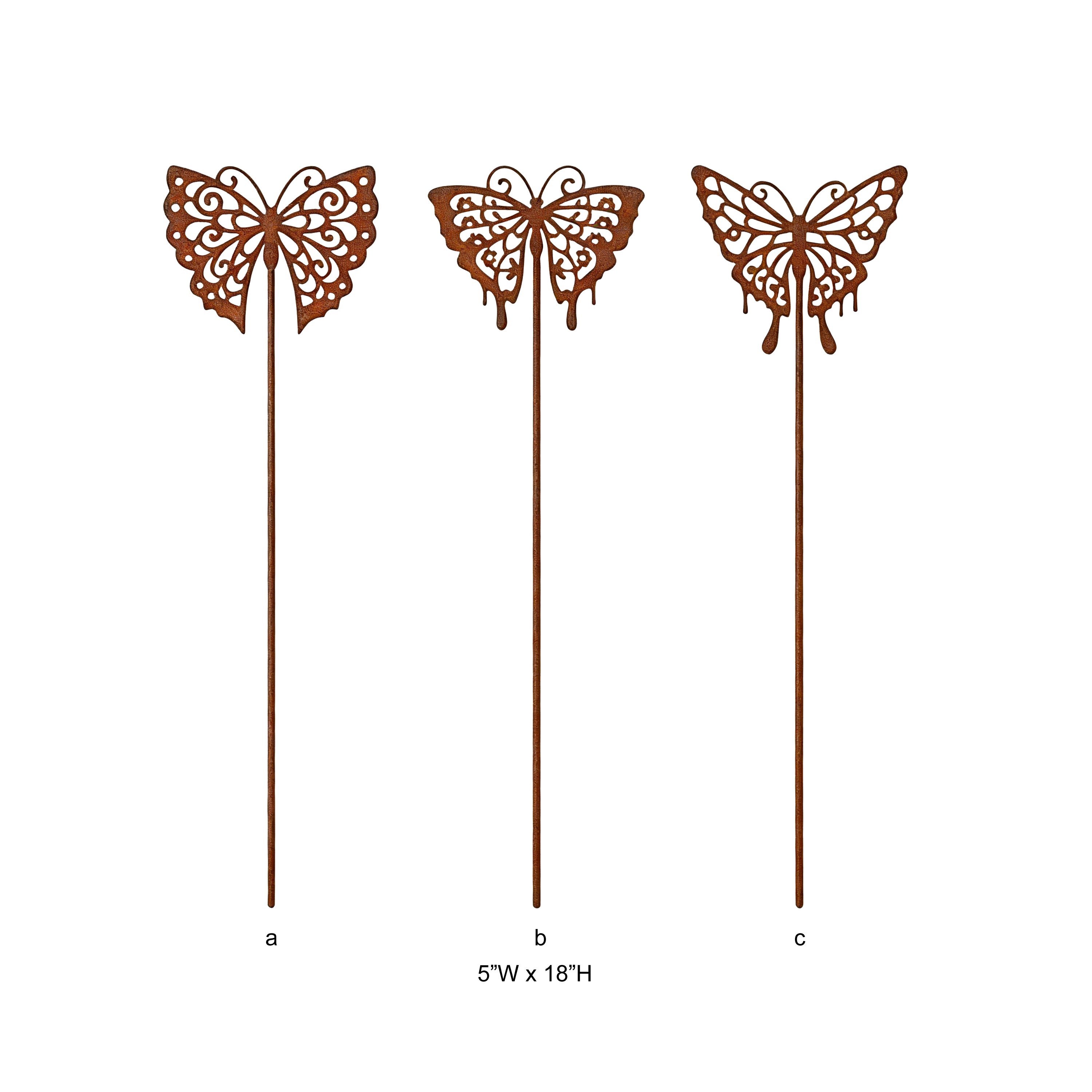 Rust Cutout Metal Butterfly Plant Pick Stake