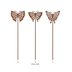 Rust Cutout Metal Butterfly Plant Pick Stake