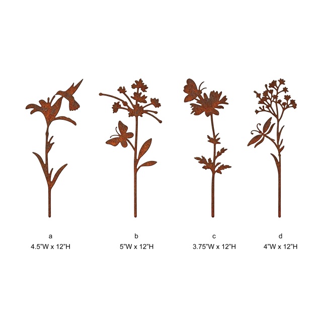 Rust Finish Wildlife Silhouette Plant Stake - Tri Blossomy