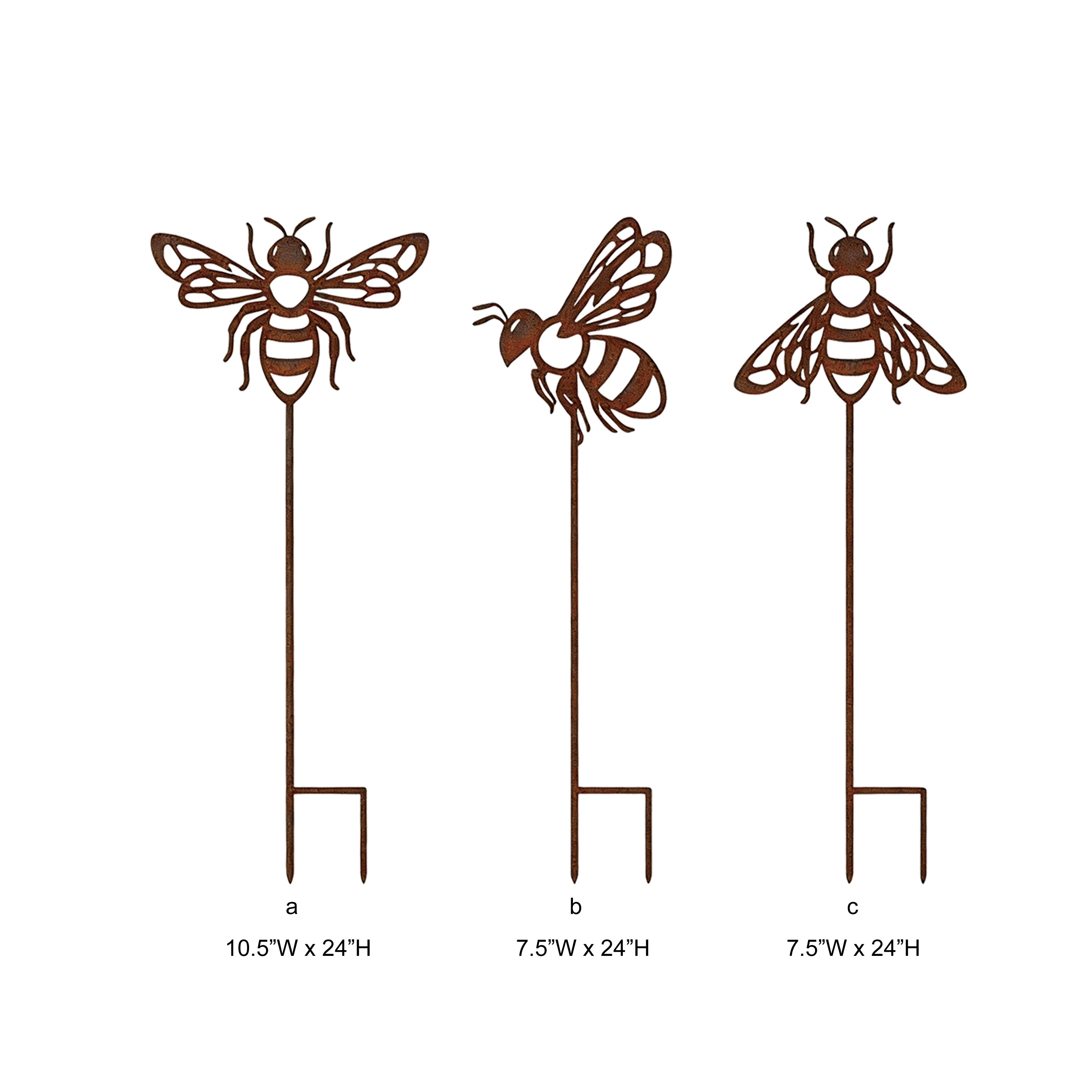 Rust Metal Bee Garden Stake - Outdoor Decor - Tri Blossomy