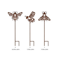 Rust Metal Bee Garden Stake - Outdoor Decor - Tri Blossomy