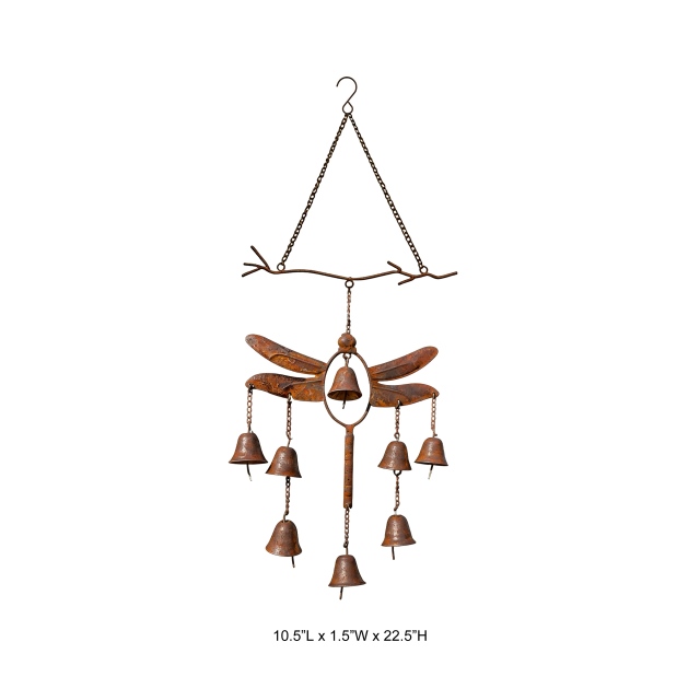 Rustic Metal Dragonfly Bell Wind Chime
