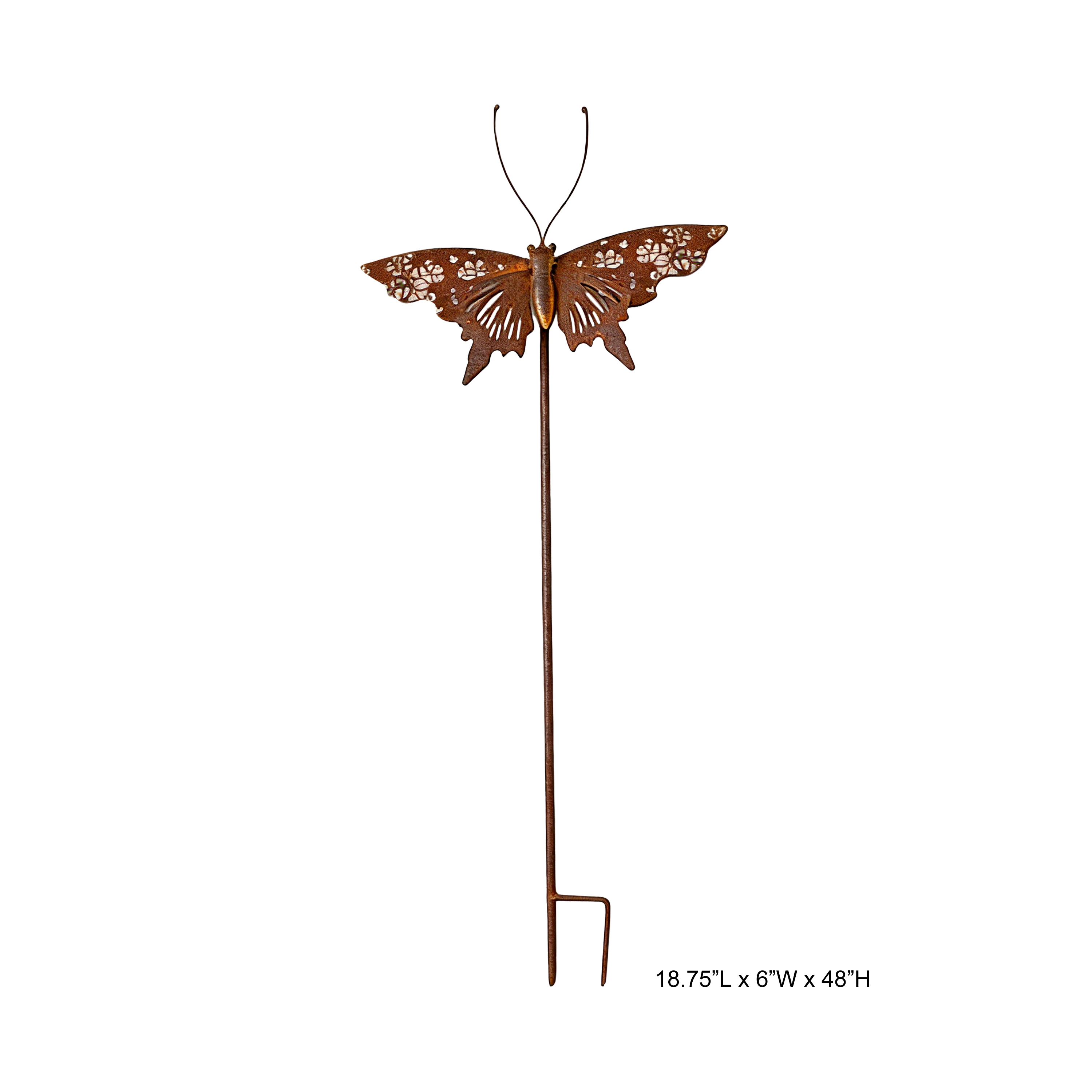 Large Rust Butterfly Metal Garden Stake